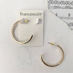 Francesca’s Ariadne Inside Pearl Lined Gold Hoop Earrings